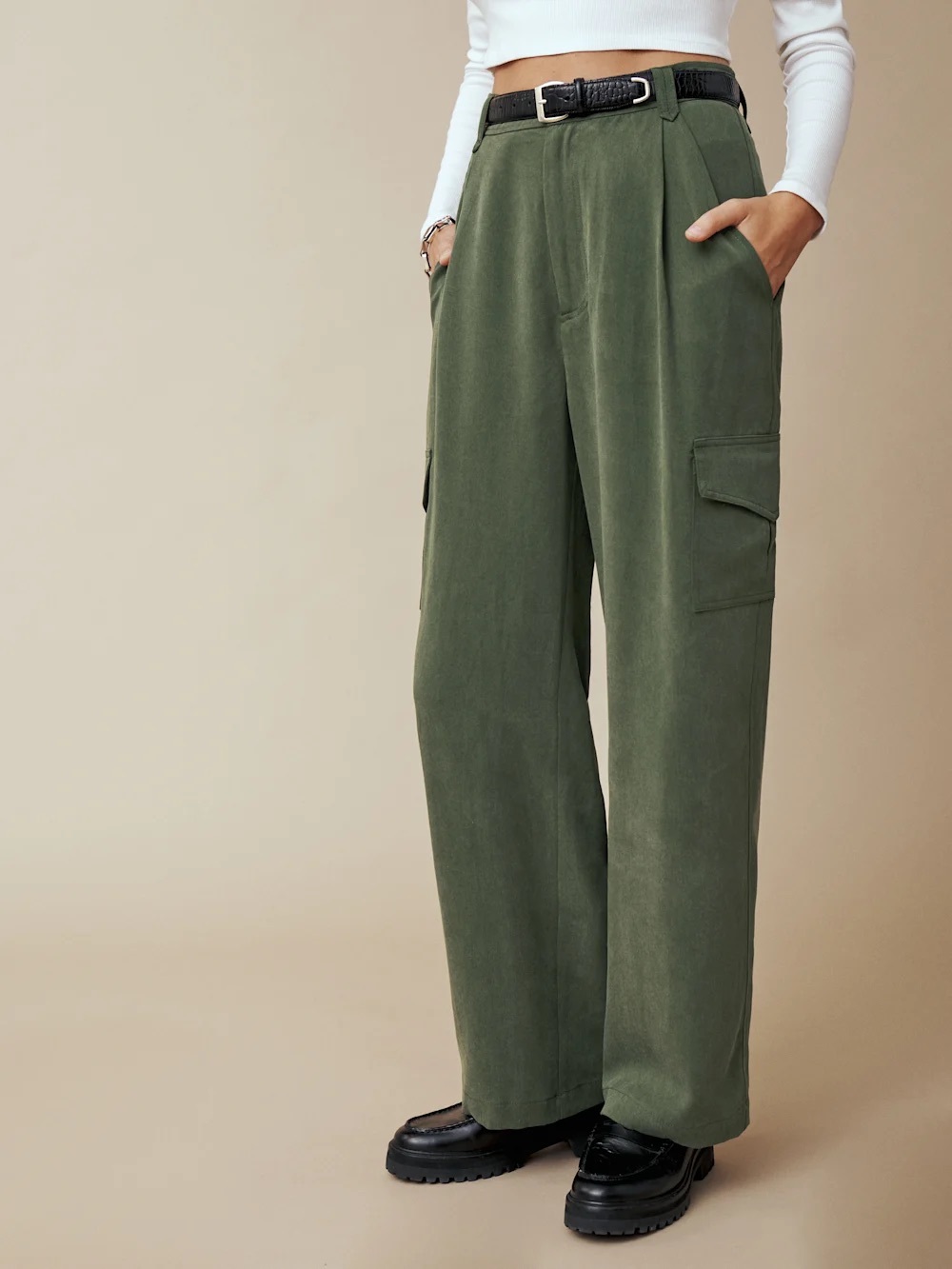 Reformation Jackson Straight-Leg Cargo Pant In Fern Size 8 - Picture 4 of 15